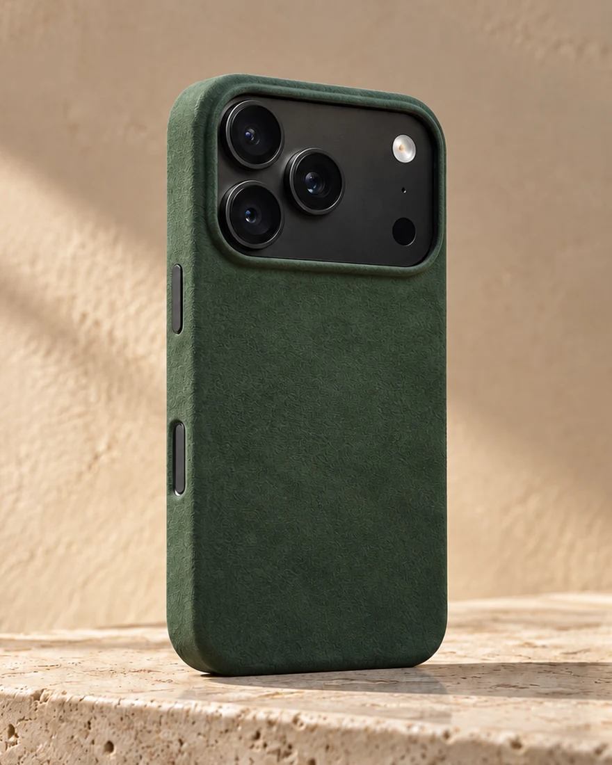 Green case on an iPhone Pro